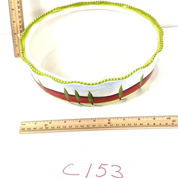 Temp-Tations Hand-Painted Ceramic Casserole Dish W/ Lid & Metal Holder 3 Qt C153 - Picture 9 of 10